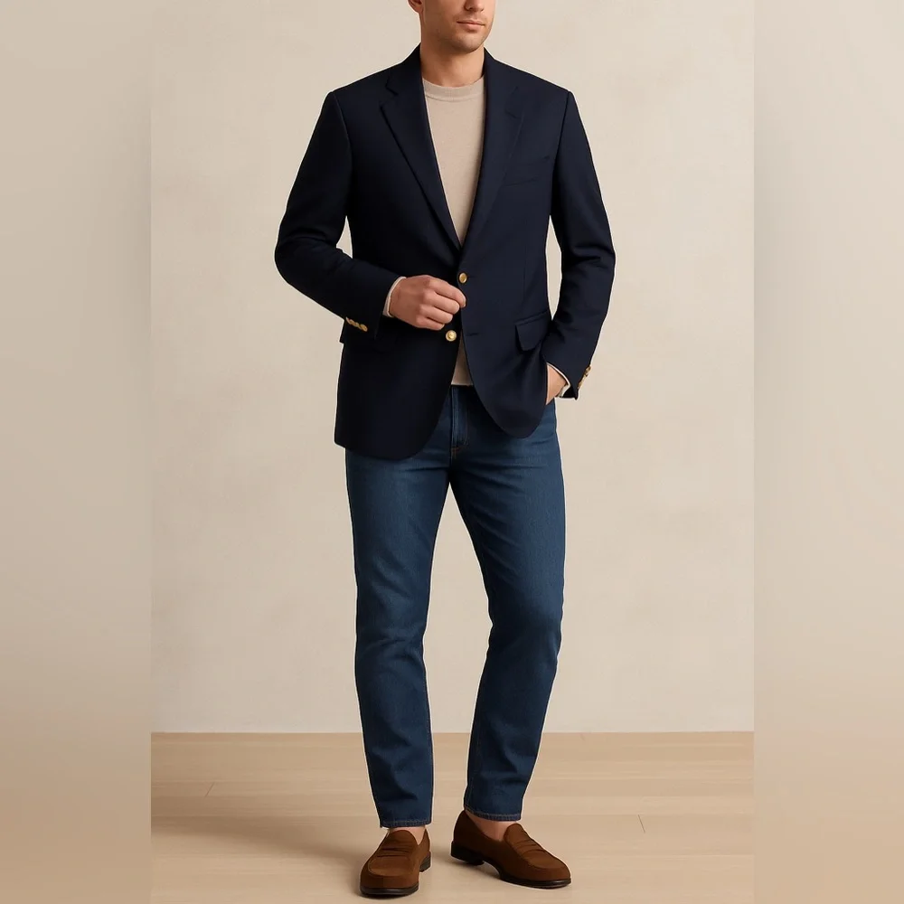 NWOT Nordstrom Navy Men’s Blazer with Gold Buttons 46R Store Return